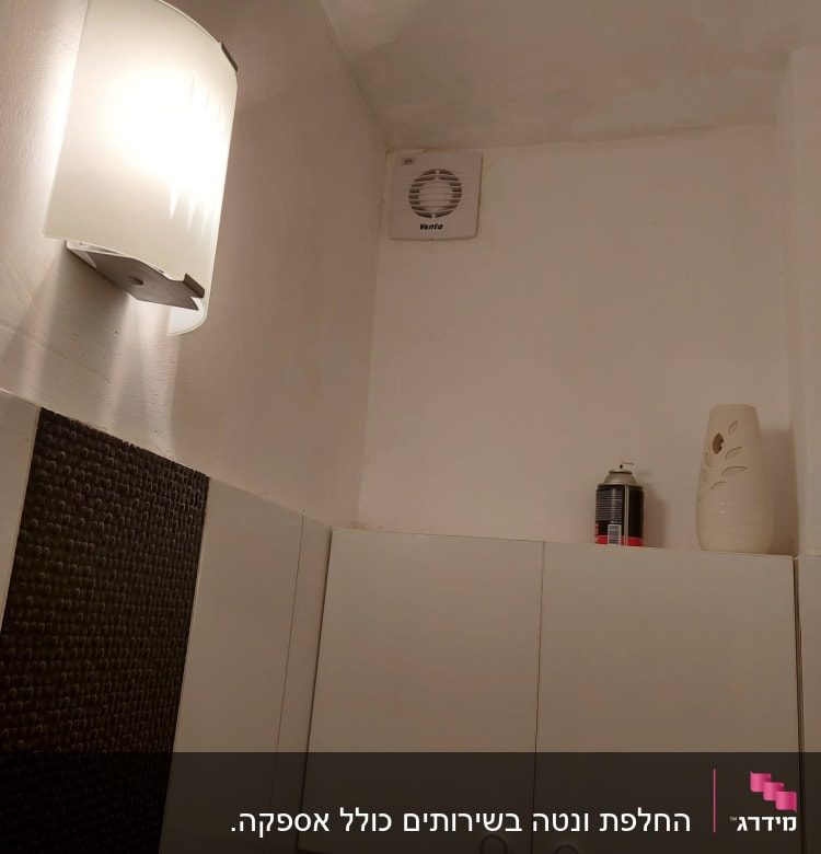 מנורת קיר ומאוורר תקרה בחדר